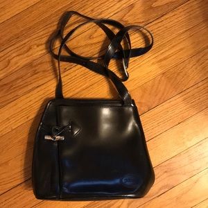 Longchamps black leather shoulder bag